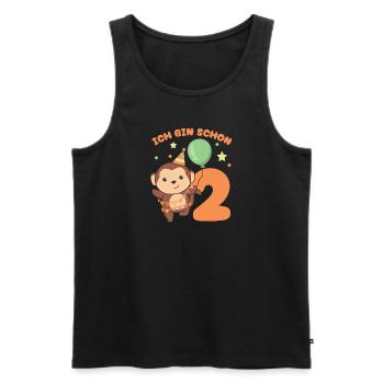 Ich bin schon 2 Affen Geburtstags Kinder - Männer Premium Bio Tank Top - Schwarz - Vorne - Michal (187cm)