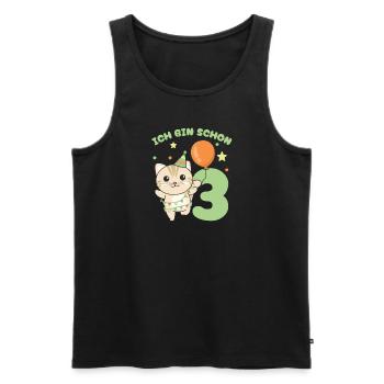 Ich bin schon 3 Katzen Geburtstags Kinder - Männer Premium Bio Tank Top - Schwarz - Vorne - AI Model Male 178 light (178cm)