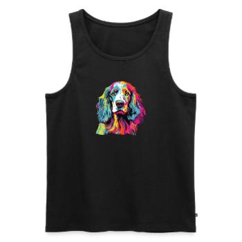 Watercolor Colorful English Setter - Men's Premium Organic Tank Top - black - Front - Michal (187cm)