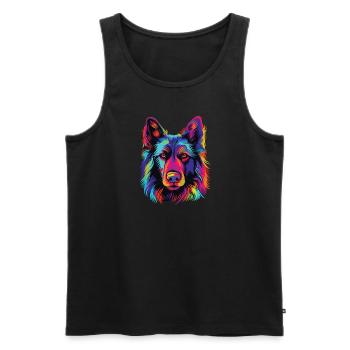 Watercolors Colorful Belgian Tervuren - Men's Premium Organic Tank Top - black - Front - Michal (187cm)