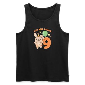 Ich bin schon 9 Hasen Geburtstags Kinder - Männer Premium Bio Tank Top - Schwarz - Vorne - Michal (187cm)