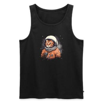rote Katze im Astronautenanzug im Weltall - Männer Premium Bio Tank Top - Schwarz - Vorne - AI Model Male 178 light (178cm)