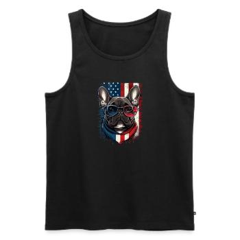 4 juillet Bouledogue français américain drapeau des États-Unis - Débardeur bio Premium Homme - noir - Devant - Michal (187cm)