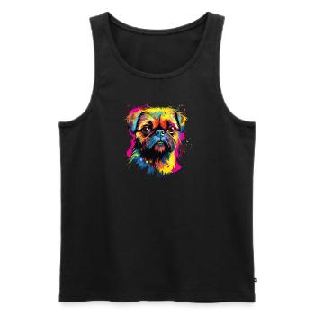Watercolor Colorful Griffon Bruxellois - Men's Premium Organic Tank Top - black - Front - Michal (187cm)