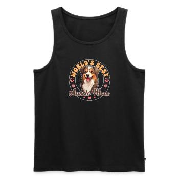 Australian Shepherd Red Tri Groovy Aussie mom - Men's Premium Organic Tank Top - black - Front - AI Model Male 178 light (178cm)