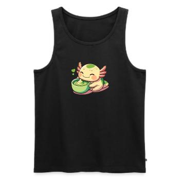 Thé matcha à l’axolotl matcha - Débardeur bio Premium Homme - noir - Devant - Michal (187cm)