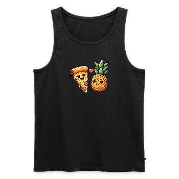 Kawaii Pizza with Pineapple Dear Best Friends - Men's Premium Organic Tank Top - black - Front - AI Model Male 178 light (178cm)