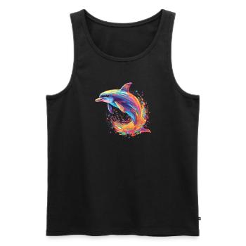 Wasserfarben Farbenfroher Delfin bunte Tiere - Männer Premium Bio Tank Top - Schwarz - Vorne - AI Model Male 178 light (178cm)