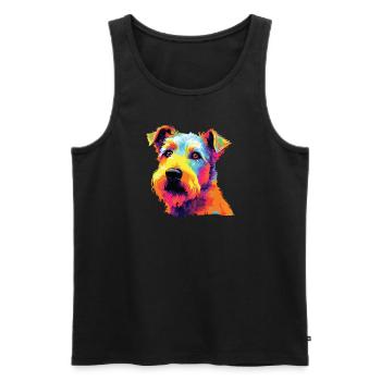 Aquarelle colorée Lakeland Terrier - Débardeur bio Premium Homme - noir - Devant - Michal (187cm)