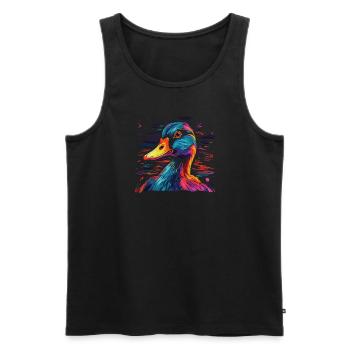 Wasserfarben Farbenfrohe Ente bunte Tiere - Männer Premium Bio Tank Top - Schwarz - Vorne - Michal (187cm)
