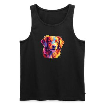 Watercolor Colorful Nova Scotia Duck Tolling - Men's Premium Organic Tank Top - black - Front - Michal (187cm)