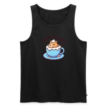 Cappyccino Capybara Kaffee Cappuccino - Männer Premium Bio Tank Top - Schwarz - Vorne - Michal (187cm)