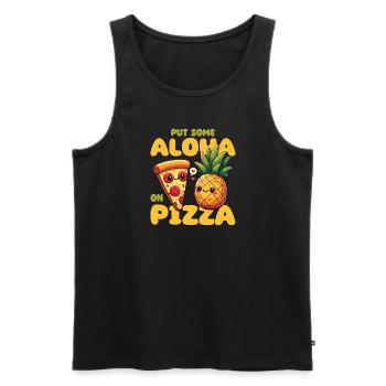 Kawaii Pizza with Pineapple Dear Best Friends - Men's Premium Organic Tank Top - black - Front - AI Model Male 178 light (178cm)