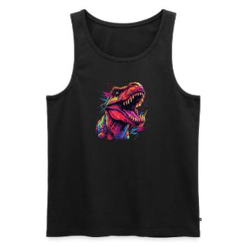 Watercolor Colorful T-rex Colorful Animals - Men's Premium Organic Tank Top - black - Front - Michal (187cm)