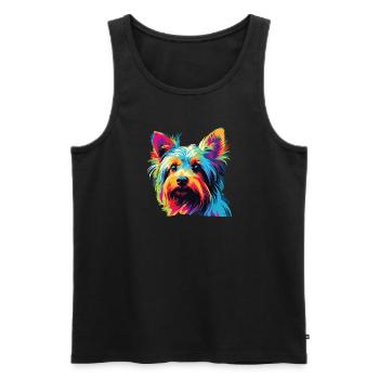Watercolor Colorful Australian Silky Terrier - Men's Premium Organic Tank Top - black - Front - Michal (187cm)