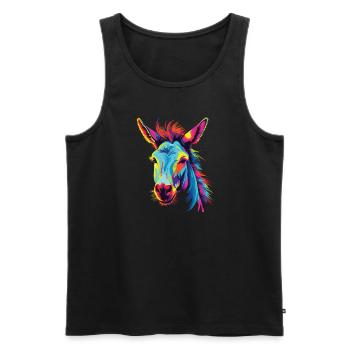 Wasserfarben Farbenfroher Esel bunte Tiere - Männer Premium Bio Tank Top - Schwarz - Vorne - Michal (187cm)