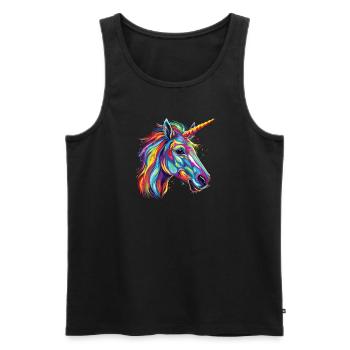 Wasserfarben Farbenfrohes Einhorn bunte Tiere - Männer Premium Bio Tank Top - Schwarz - Vorne - Michal (187cm)