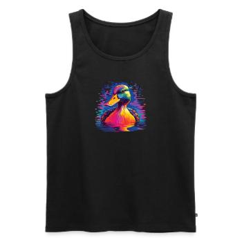 Aquarelle Canard Coloré Animaux Colorés - Débardeur bio Premium Homme - noir - Devant - Michal (187cm)