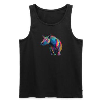 Wasserfarben Farbenfrohes Tapir bunte Tiere - Männer Premium Bio Tank Top - Schwarz - Vorne - Michal (187cm)