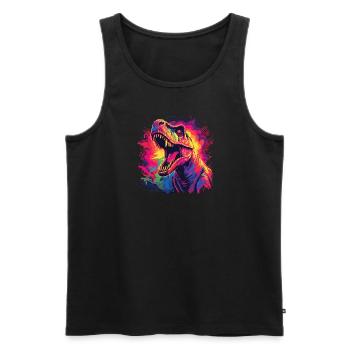 Watercolor Colorful T-rex Colorful Animals - Men's Premium Organic Tank Top - black - Front - Michal (187cm)