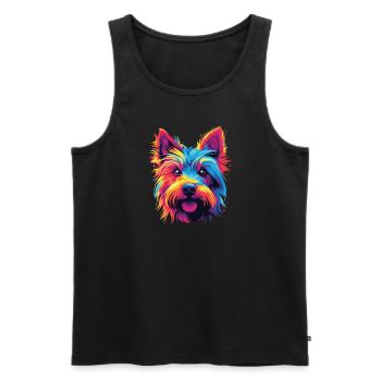 Watercolor Colorful Australian Silky Terrier - Men's Premium Organic Tank Top - black - Front - Michal (187cm)