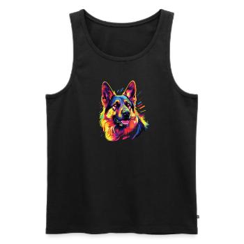 Watercolor Colorful German Shepherd - Men's Premium Organic Tank Top - black - Front - Michal (187cm)