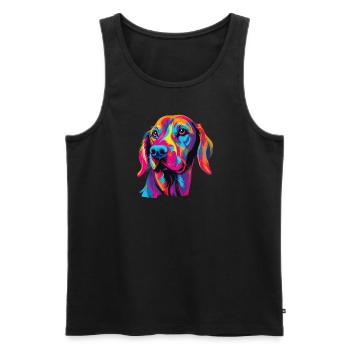 Watercolor Colorful Finnish Hound - Men's Premium Organic Tank Top - black - Front - AI Model Male 178 light (178cm)