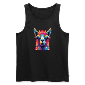 Watercolor Colorful Llama Colorful Animals - Men's Premium Organic Tank Top - black - Front - AI Model Male 178 light (178cm)