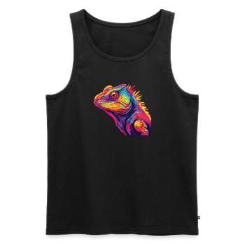 Watercolor Colorful Chameleon Colorful Animals - Men's Premium Organic Tank Top - black - Front - Michal (187cm)
