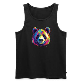 Wasserfarben Farbenfroher Panda bunte Tiere - Männer Premium Bio Tank Top - Schwarz - Vorne - AI Model Male 178 light (178cm)