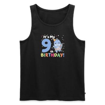 Dino zum 9. Geburtstag Kinder neun Jahre alt - Männer Premium Bio Tank Top - Schwarz - Vorne - Michal (187cm)
