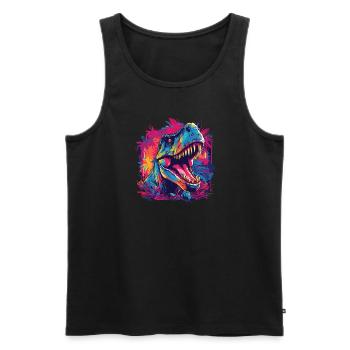 Watercolor Colorful T-rex Colorful Animals - Men's Premium Organic Tank Top - black - Front - Michal (187cm)