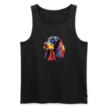 Aquarelle colorée Gordon Setter - Débardeur bio Premium Homme - noir - Devant - AI Model Male 178 light (178cm)