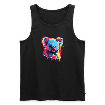 Wasserfarben Farbenfroher Koala bunte Tiere - Männer Premium Bio Tank Top - Schwarz - Vorne - AI Model Male 178 light (178cm)