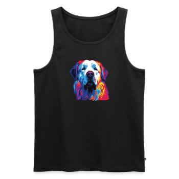 Aquarelle colorée Kuvasz - Débardeur bio Premium Homme - noir - Devant - Michal (187cm)