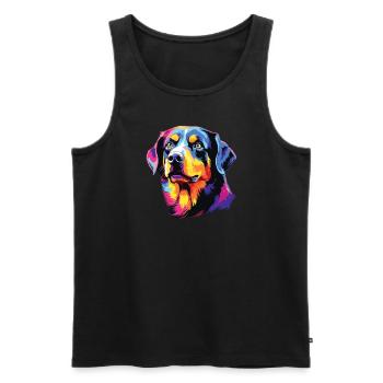 Aquarelle colorée Entlebucher Mountain Dog - Débardeur bio Premium Homme - noir - Devant - AI Model Male 178 light (178cm)