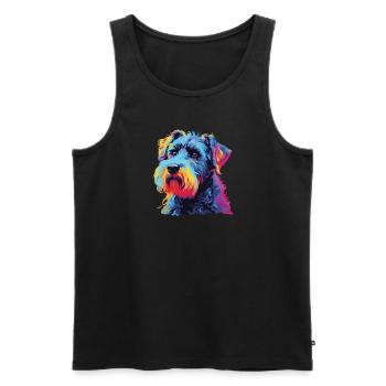 Wasserfarben Farbenfroher Kerry Blue Terrier - Männer Premium Bio Tank Top - Schwarz - Vorne - AI Model Male 178 light (178cm)