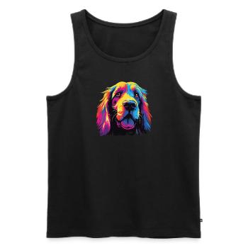 Wasserfarben Farbenfroher Petit Basset Griffon - Männer Premium Bio Tank Top - Schwarz - Vorne - AI Model Male 178 light (178cm)