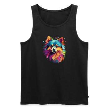 Poméranie colorée aquarelle - Débardeur bio Premium Homme - noir - Devant - Michal (187cm)