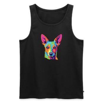 Wasserfarben Farbenfroher Portuguese Podengo - Männer Premium Bio Tank Top - Schwarz - Vorne - Michal (187cm)