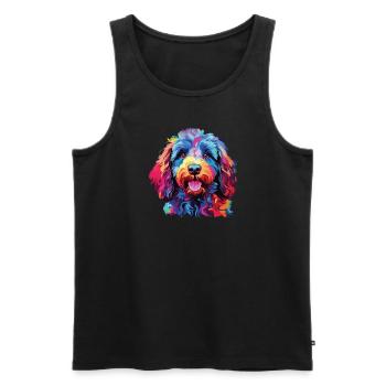 Watercolor Colorful Barbet - Men's Premium Organic Tank Top - black - Front - Michal (187cm)
