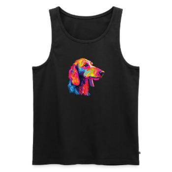 Aquarelle coloré Bedlington Terrier - Débardeur bio Premium Homme - noir - Devant - Michal (187cm)