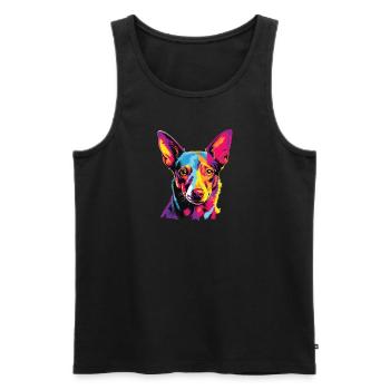Wasserfarben Farbenfroher Portuguese Podengo - Männer Premium Bio Tank Top - Schwarz - Vorne - Michal (187cm)
