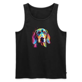 Watercolor Colorful Treeing Walker Coonhound - Men's Premium Organic Tank Top - black - Front - Michal (187cm)