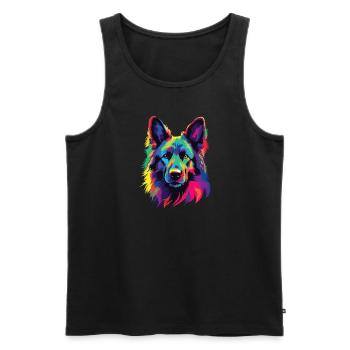 Watercolors Colorful Belgian Tervuren - Men's Premium Organic Tank Top - black - Front - Michal (187cm)