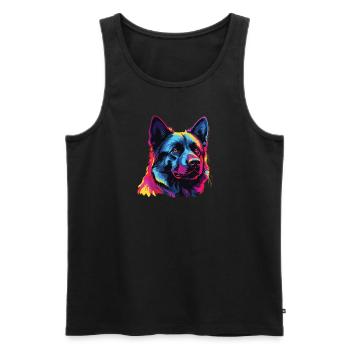 Watercolor Colorful Norwegian Elkhound - Men's Premium Organic Tank Top - black - Front - Michal (187cm)