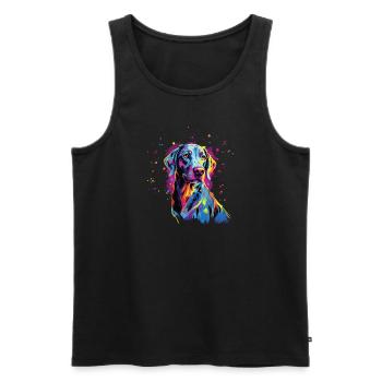 Aquarelle colorée Louisiane Catahoula - Débardeur bio Premium Homme - noir - Devant - Michal (187cm)
