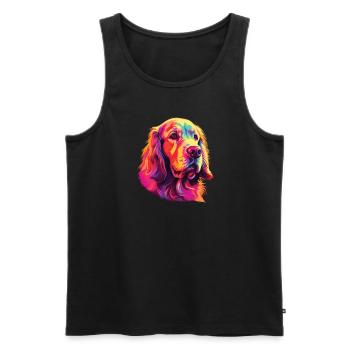 Watercolor Colorful Clumber Spaniel - Men's Premium Organic Tank Top - black - Front - AI Model Male 178 light (178cm)