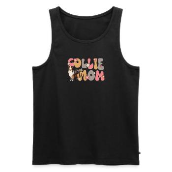 Collie à poil long Groovy Collie maman - Débardeur bio Premium Homme - noir - Devant - Michal (187cm)