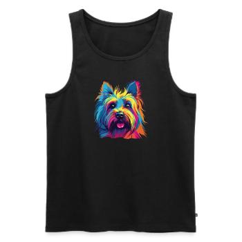 Aquarelle colorée Skye Terrier - Débardeur bio Premium Homme - noir - Devant - AI Model Male 178 light (178cm)
